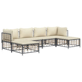 6 Piece Garden Lounge Set with Cushions Anthracite Poly Rattan - Side View