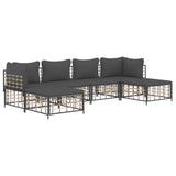 6 Piece Garden Lounge Set with Cushions Anthracite Poly Rattan - Side View