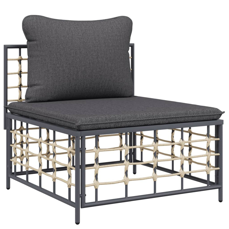 6 Piece Garden Lounge Set with Cushions Anthracite Poly Rattan