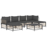 7 Piece Garden Lounge Set with Cushions Anthracite Poly Rattan - Side View