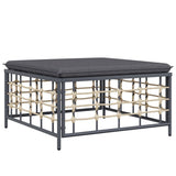 7 Piece Garden Lounge Set with Cushions Anthracite Poly Rattan - Rear View
