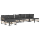 7 Piece Garden Lounge Set with Cushions Anthracite Poly Rattan - Side View