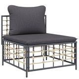 7 Piece Garden Lounge Set with Cushions Anthracite Poly Rattan - 45-Degree Angle