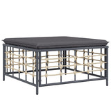 7 Piece Garden Lounge Set with Cushions Anthracite Poly Rattan - Rear View