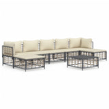 8 Piece Garden Lounge Set with Cushions Anthracite Poly Rattan - Front View
