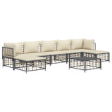 8 Piece Garden Lounge Set with Cushions Anthracite Poly Rattan - Side View