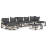 8 Piece Garden Lounge Set with Cushions Anthracite Poly Rattan - Front View