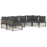 6 Piece Garden Lounge Set with Cushions Anthracite Poly Rattan - Side View