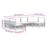 6 Piece Garden Lounge Set with Cushions Anthracite Poly Rattan - Low Angle