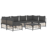 7 Piece Garden Lounge Set with Cushions Anthracite Poly Rattan - Side View