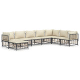 8 Piece Garden Lounge Set with Cushions Anthracite Poly Rattan - Front View