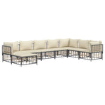 8 Piece Garden Lounge Set with Cushions Anthracite Poly Rattan