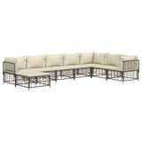 8 Piece Garden Lounge Set with Cushions Anthracite Poly Rattan - Side View