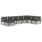 8 Piece Garden Lounge Set with Cushions Anthracite Poly Rattan - Front View