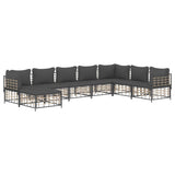 8 Piece Garden Lounge Set with Cushions Anthracite Poly Rattan - Side View