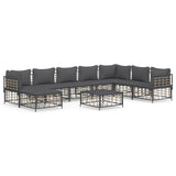9 Piece Garden Lounge Set with Cushions Anthracite Poly Rattan - Front View
