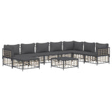9 Piece Garden Lounge Set with Cushions Anthracite Poly Rattan - Side View