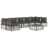 8 Piece Garden Lounge Set with Cushions Anthracite Poly Rattan - Front View