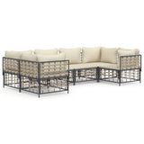 6 Piece Garden Lounge Set with Cushions Anthracite Poly Rattan