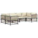 6 Piece Garden Lounge Set with Cushions Anthracite Poly Rattan - Side View