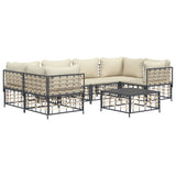 7 Piece Garden Lounge Set with Cushions Anthracite Poly Rattan - Side View
