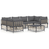 7 Piece Garden Lounge Set with Cushions Anthracite Poly Rattan - Front View