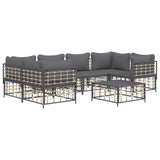 7 Piece Garden Lounge Set with Cushions Anthracite Poly Rattan - Side View