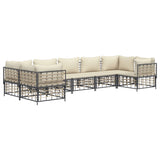 7 Piece Garden Lounge Set with Cushions Anthracite Poly Rattan - Side View