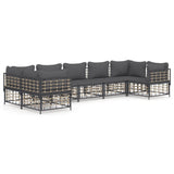 7 Piece Garden Lounge Set with Cushions Anthracite Poly Rattan - Front View