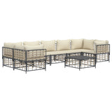8 Piece Garden Lounge Set with Cushions Anthracite Poly Rattan - Side View