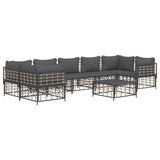 8 Piece Garden Lounge Set with Cushions Anthracite Poly Rattan