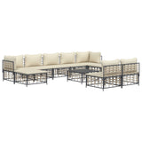 10 Piece Garden Lounge Set with Cushions Anthracite Poly Rattan - Side View