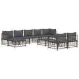 10 Piece Garden Lounge Set with Cushions Anthracite Poly Rattan - Side View