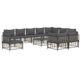 11 Piece Garden Lounge Set with Cushions Anthracite Poly Rattan - Side View