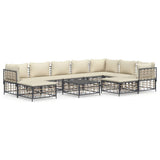 10 Piece Garden Lounge Set with Cushions Anthracite Poly Rattan - Front View