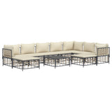 10 Piece Garden Lounge Set with Cushions Anthracite Poly Rattan - Side View