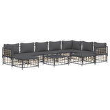 10 Piece Garden Lounge Set with Cushions Anthracite Poly Rattan - Side View