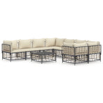 9 Piece Garden Lounge Set with Cushions Anthracite Poly Rattan