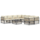 9 Piece Garden Lounge Set with Cushions Anthracite Poly Rattan - Front View