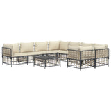9 Piece Garden Lounge Set with Cushions Anthracite Poly Rattan - Side View