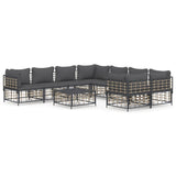 9 Piece Garden Lounge Set with Cushions Anthracite Poly Rattan - Front View
