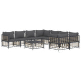 9 Piece Garden Lounge Set with Cushions Anthracite Poly Rattan - Side View