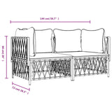 2 Piece Garden Lounge Set with Cushions White Steel - Close-Up Angle