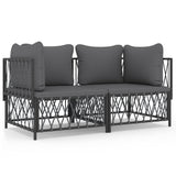2 Piece Garden Lounge Set with Cushions Anthracite Steel - Front View