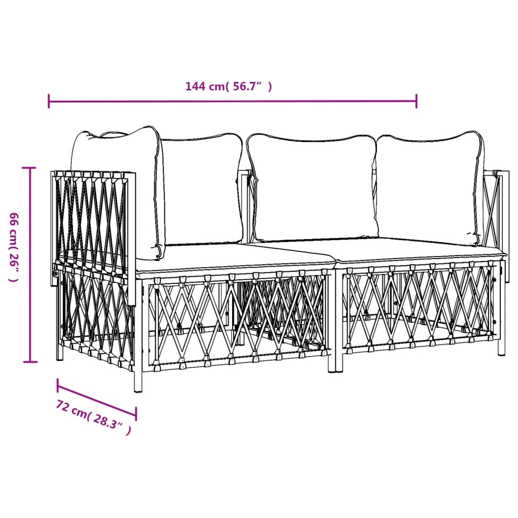 2 Piece Garden Lounge Set with Cushions Anthracite Steel