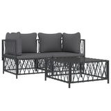 3 Piece Garden Lounge Set with Cushions Anthracite Steel - Side View