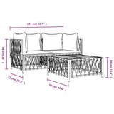 3 Piece Garden Lounge Set with Cushions Anthracite Steel - Low Angle