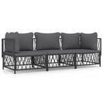 3 Piece Garden Lounge Set with Cushions Anthracite Steel