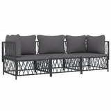 3 Piece Garden Lounge Set with Cushions Anthracite Steel - Side View