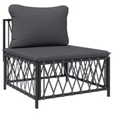 3 Piece Garden Lounge Set with Cushions Anthracite Steel